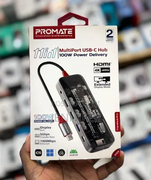 Promate 11 in 1 Multiport Usb-C Hub 100w Power Display
