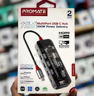 Promate 11 in 1 Multiport Usb-C Hub 100w Power Display