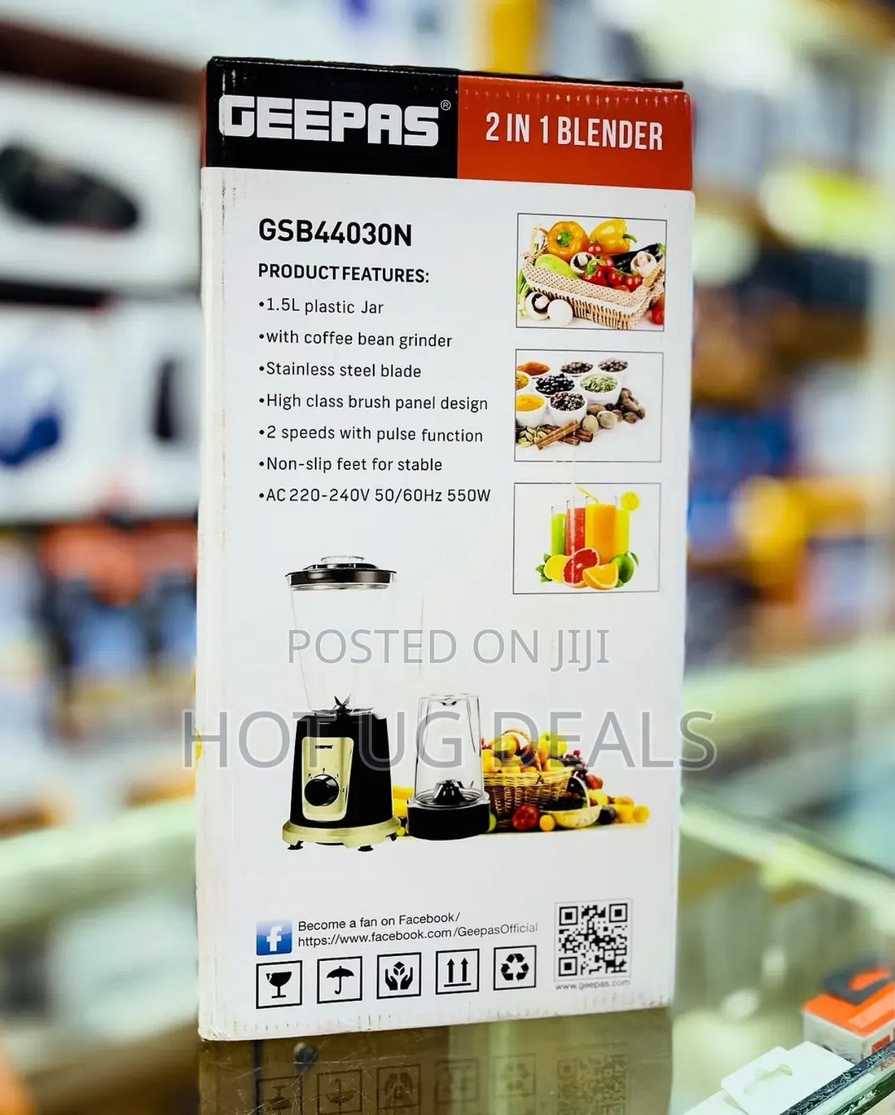 Geepas 2-in-1 Multifunctional Electric Juice Blender With Grinder