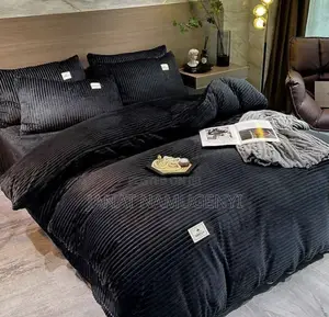 Black Coral Velvet Duvet With 2 Pillow Cases