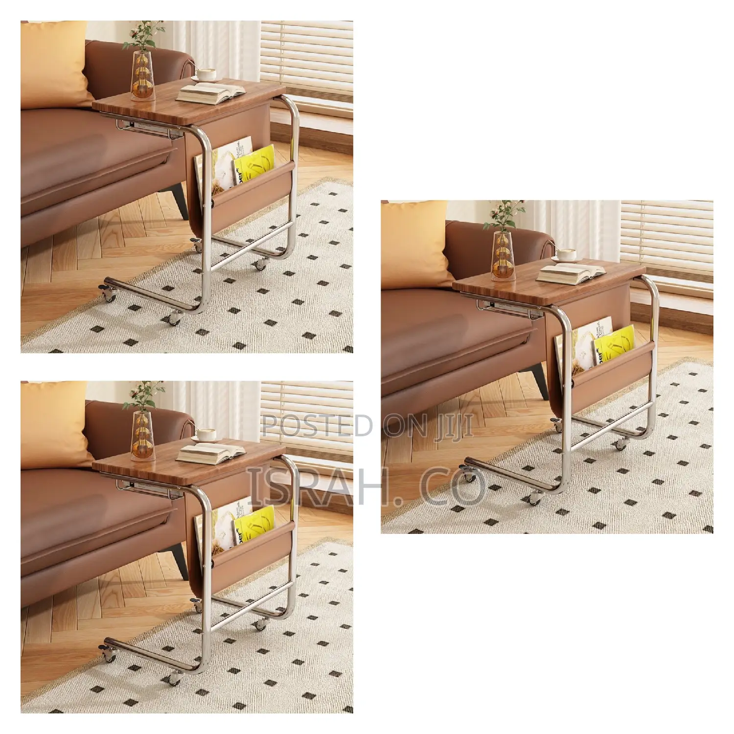 Versatile Side Table With Rotating Wheels