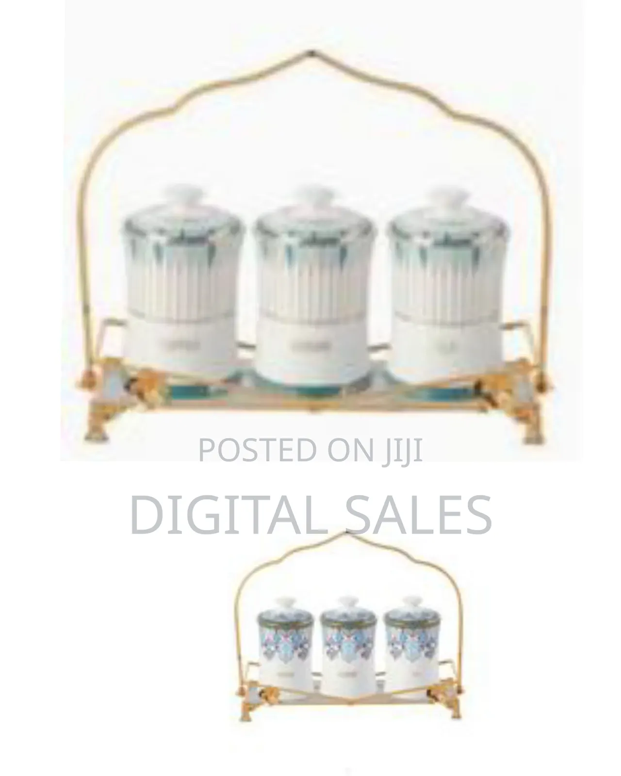 Life Smile 3 Piece Ceramic Sugar Bowl Coffee Tea Canister Storage