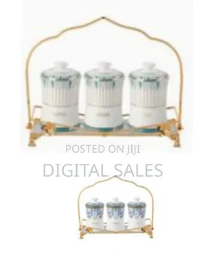 Life Smile 3 Piece Ceramic Sugar Bowl Coffee Tea Canister Storage