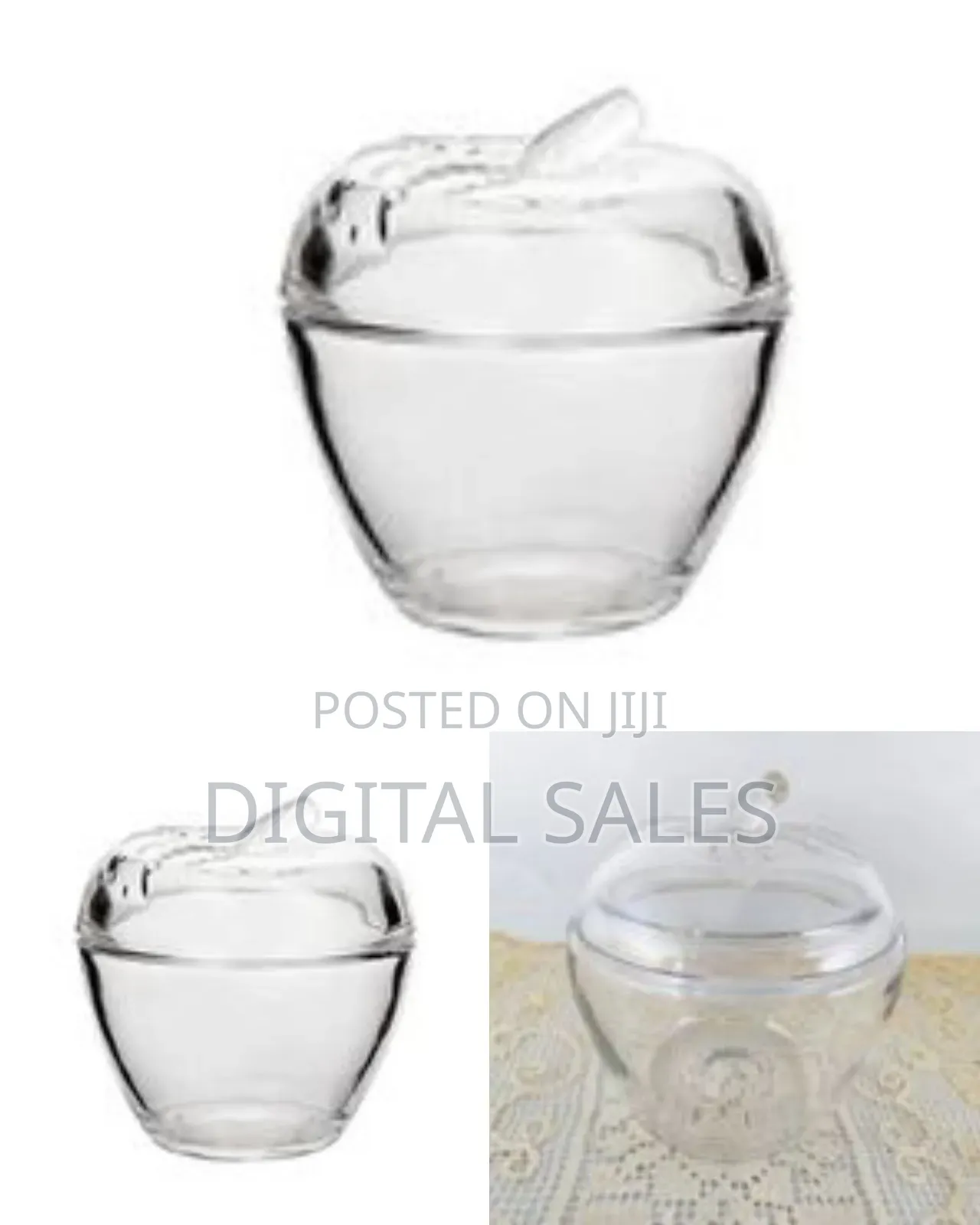 Glass Sugar Bowl Dish - Colorless