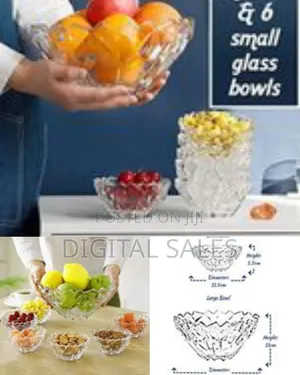 Delisoga 7 Piece Crystal Glass Bowl Set Decorative Fruit Bowl Set