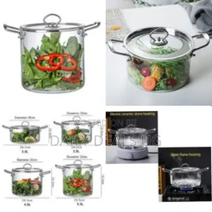 5.5l Glass Clear Saucepan, Glass Stovetop Heat Resistant Cooking Pot