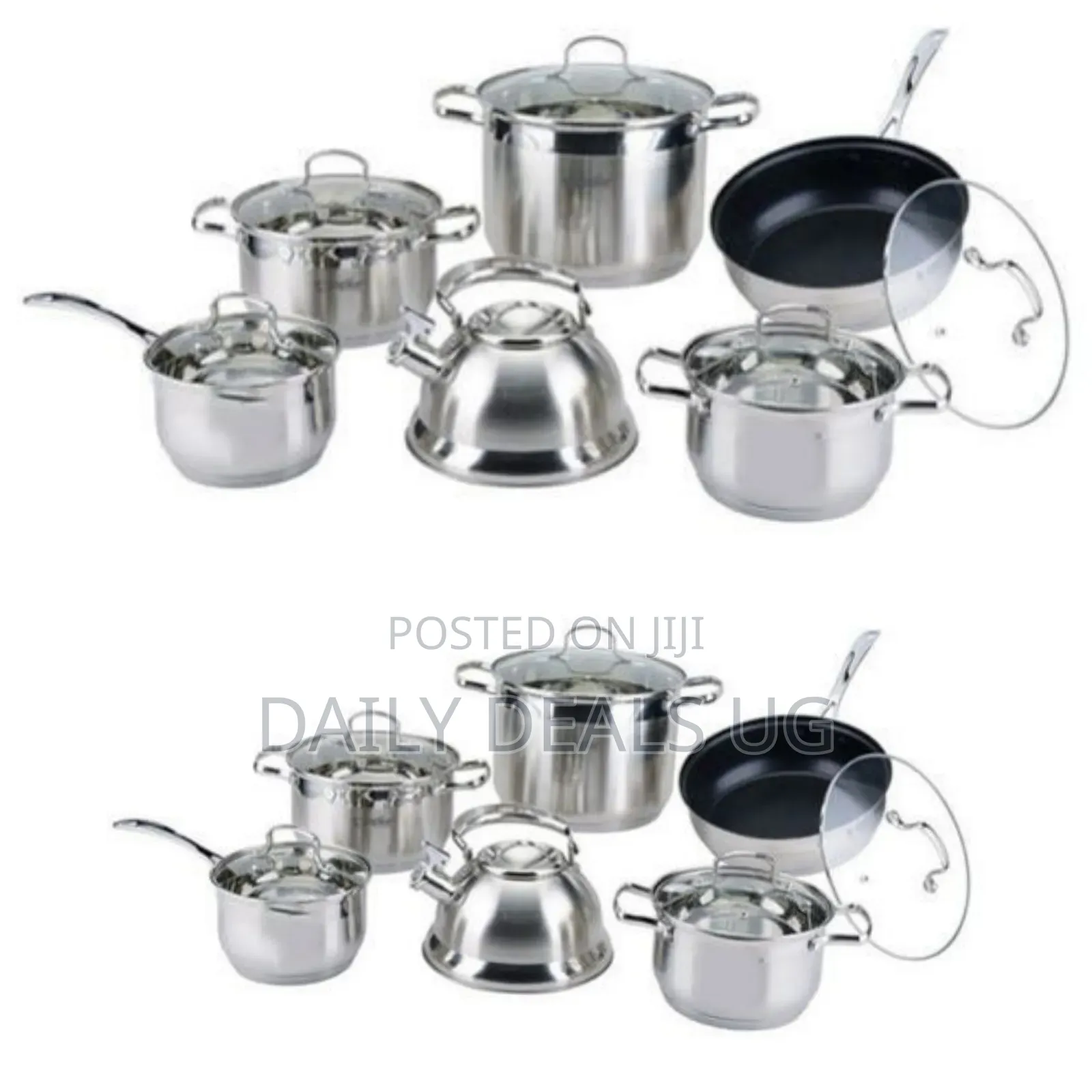 12 Piece Stainless Steel Kettle and Pots Saucepans Cookware-Silver