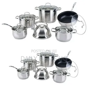 12 Piece Stainless Steel Kettle and Pots Saucepans Cookware-Silver