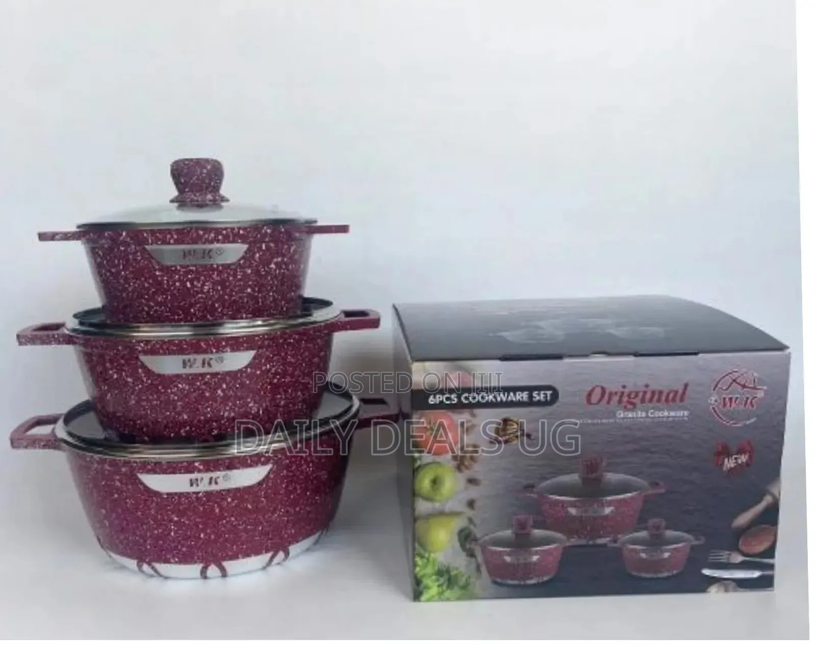 3 Pieces of Non-Stick Serving/Saucepans/Cookware- 24x28x32cm -Maroon
