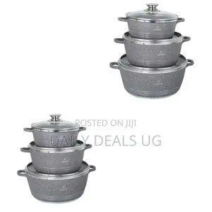 Life Smile 3 Piece Non-Stick Saucepan Cookware Pots, Grey