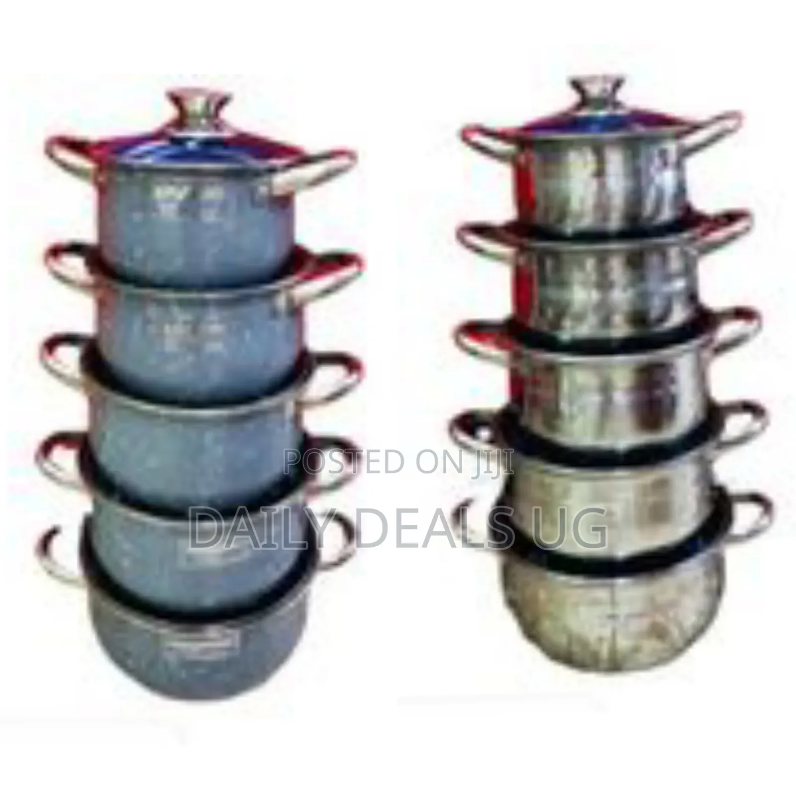 10 Piece Stainless Steel Serving Dishes and Saucepans Cookware Pots