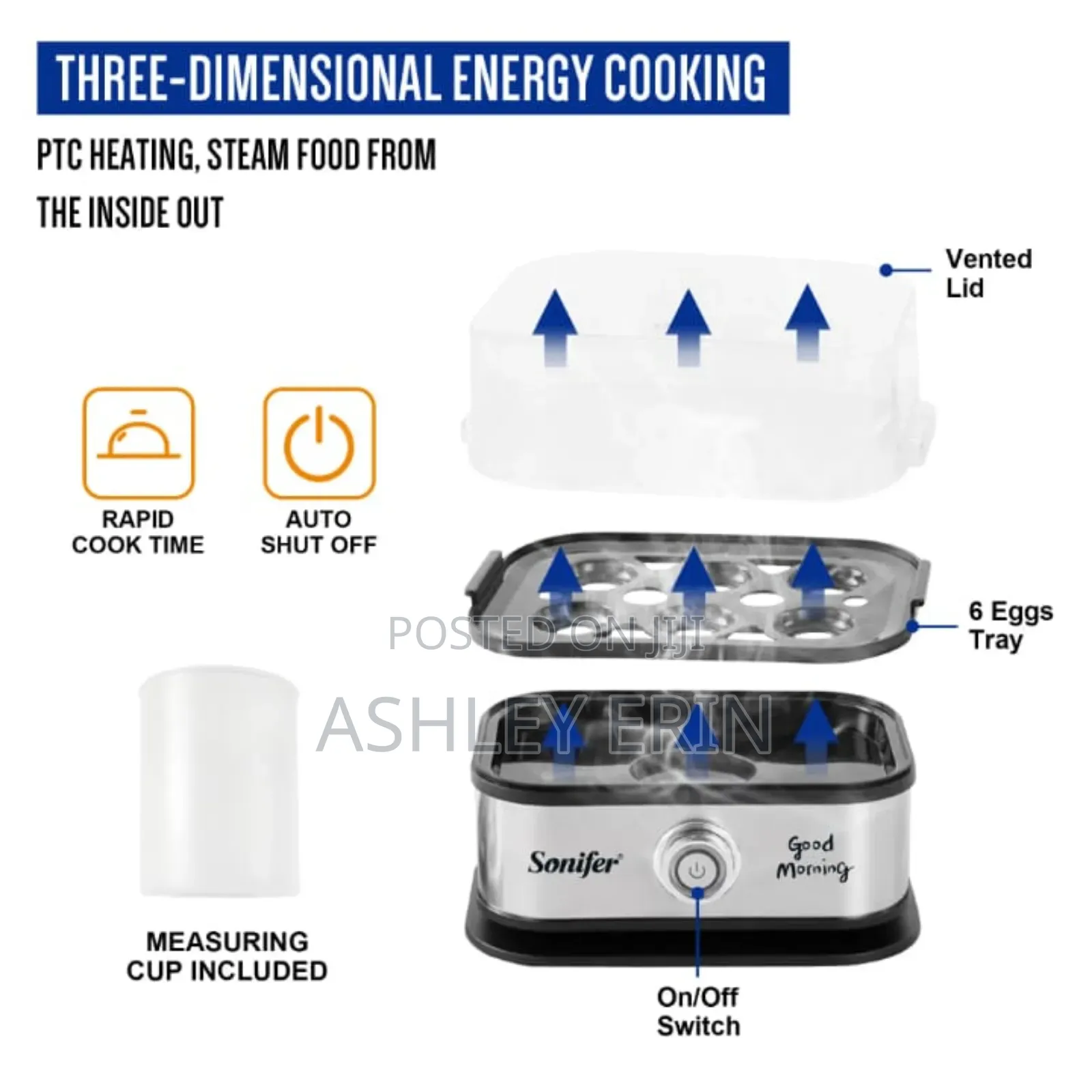 Sonifer Sf-1510 Mini Electric Egg Cooker, a Fast 6-Egg Steamer Boiler