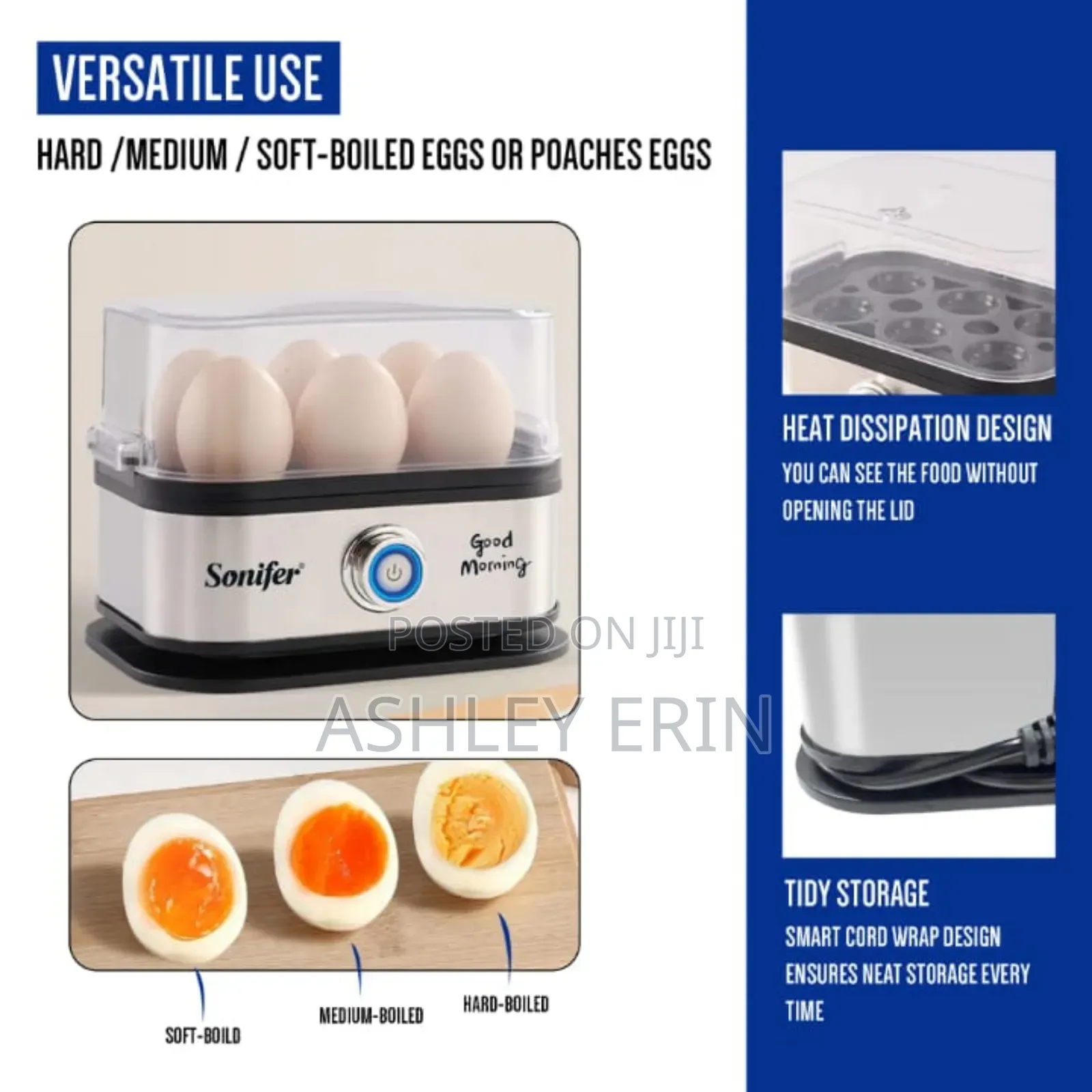 Sonifer Sf-1510 Mini Electric Egg Cooker, a Fast 6-Egg Steamer Boiler