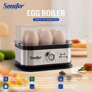 Sonifer Sf-1510 Mini Electric Egg Cooker, a Fast 6-Egg Steamer Boiler