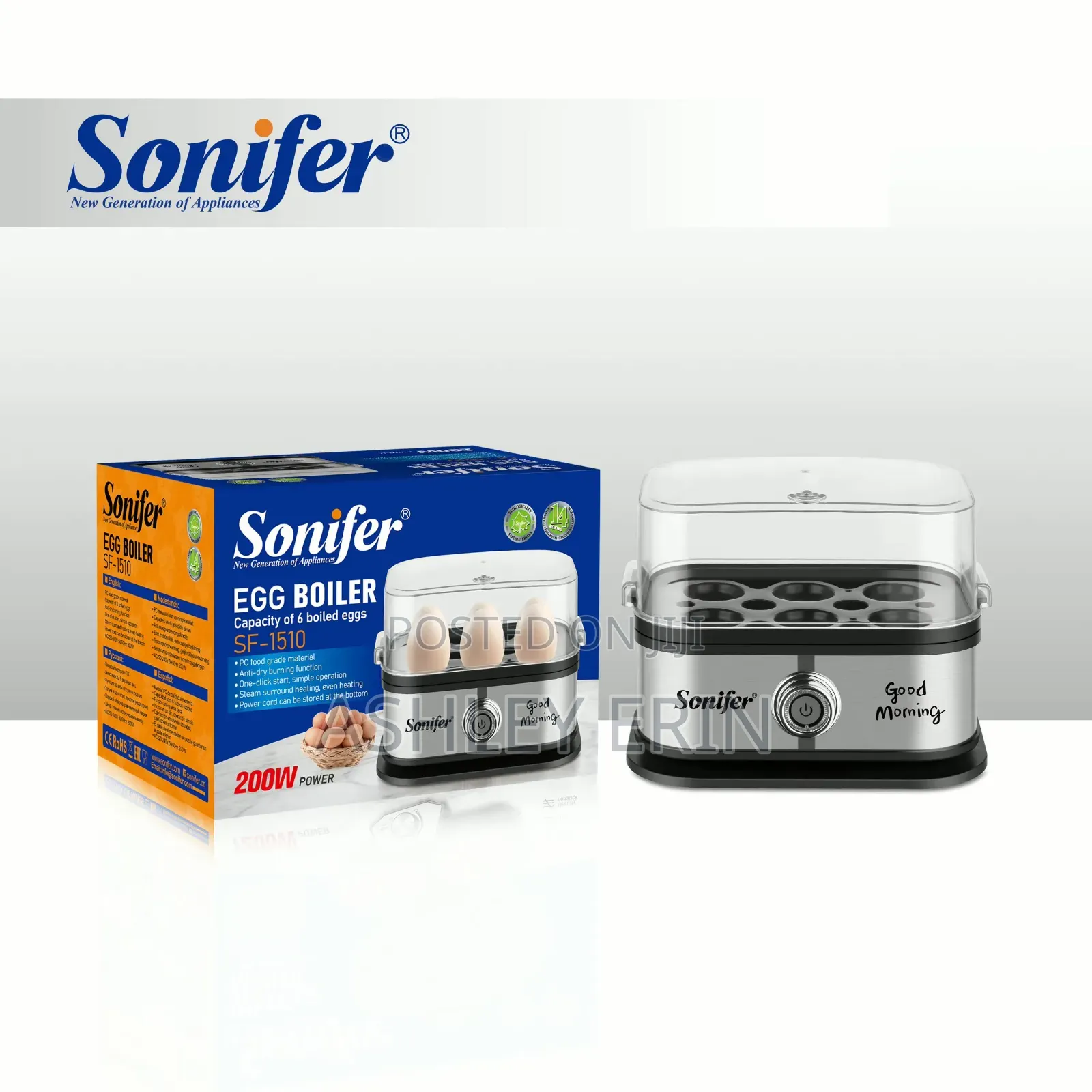 Sonifer Sf-1510 Mini Electric Egg Cooker, a Fast 6-Egg Steamer Boiler