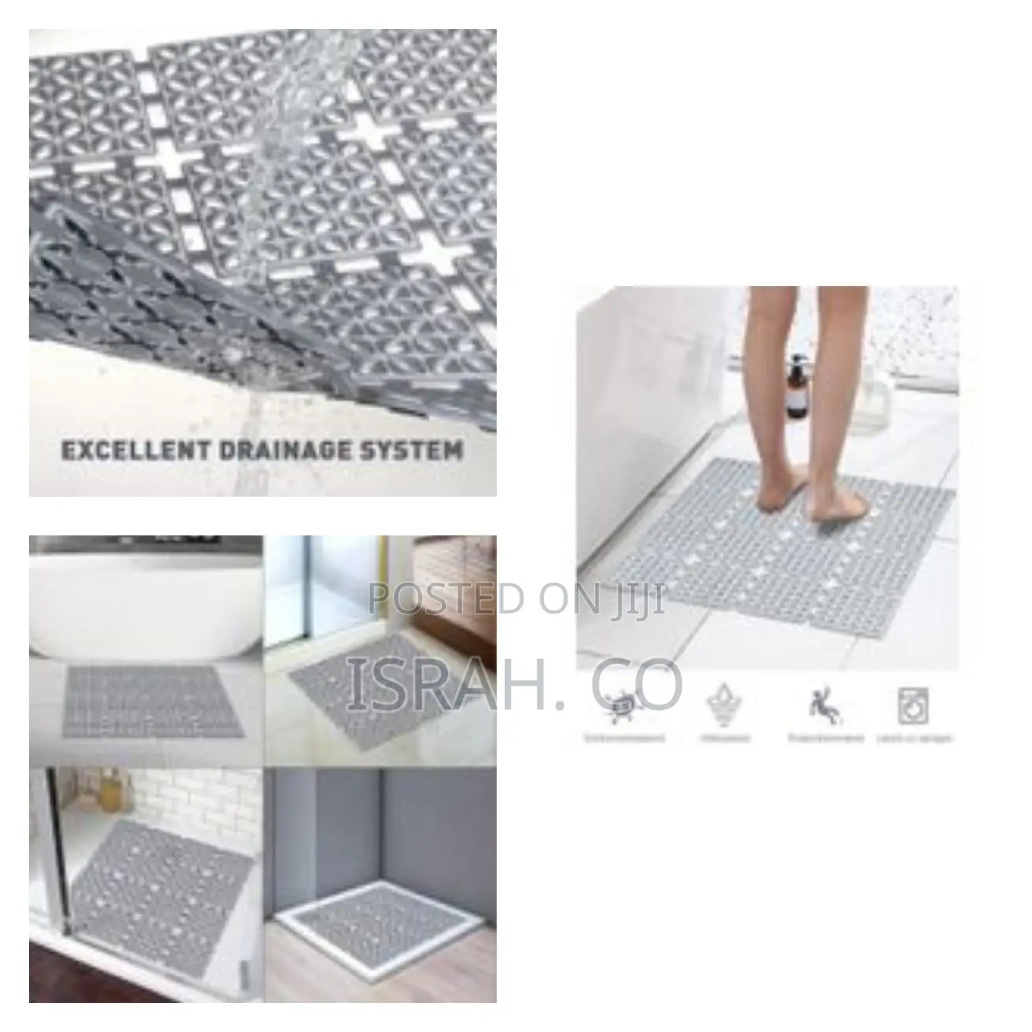 24 X 24 Inches Non Slip Square Floor Mat for Inside Shower