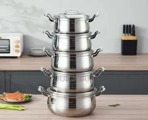 10 Pc 16,18, 20,22,24cm Stainless Steel Saucepans Cooking Pots