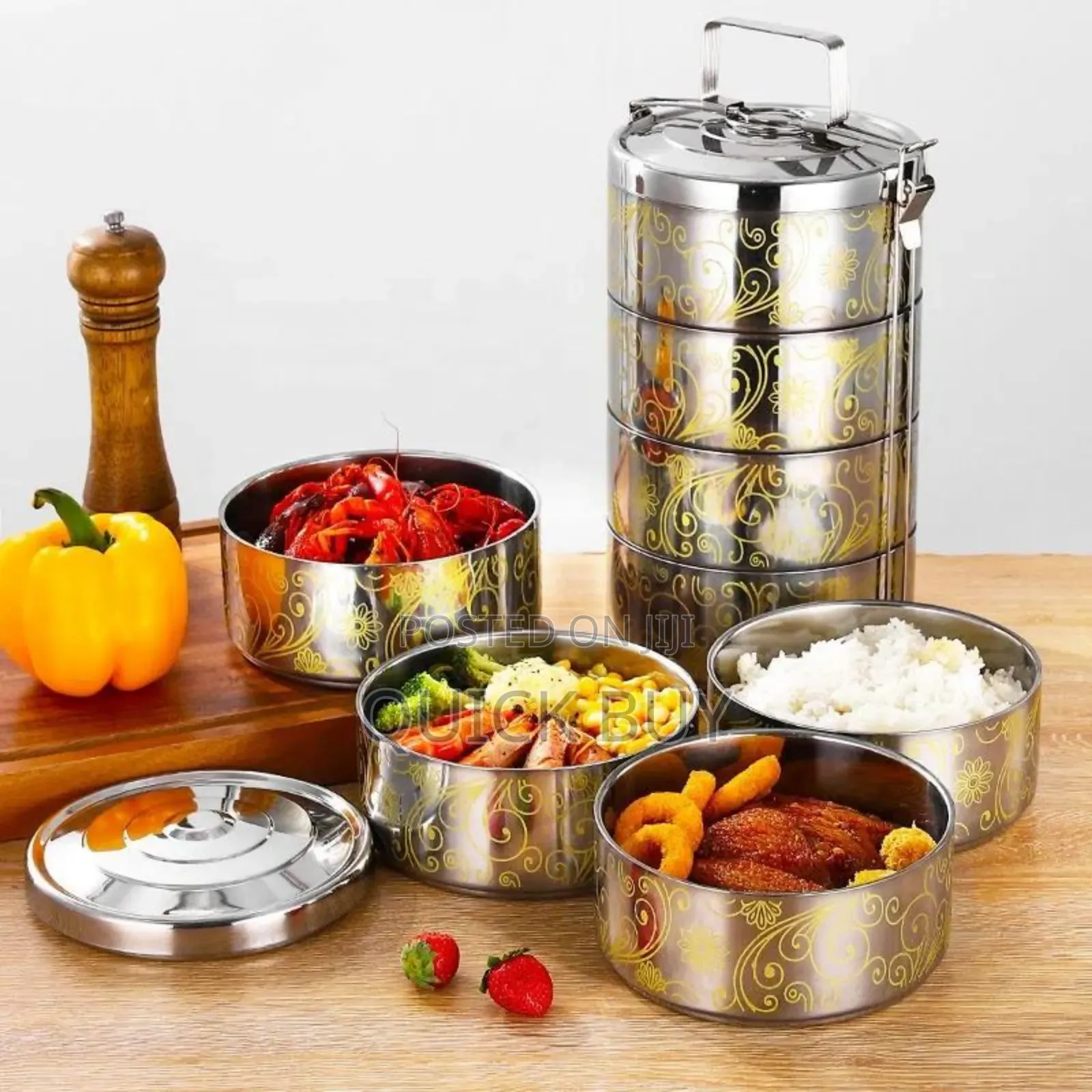 5 Layers Multi-Tiered Stainless Steel Tiffin Box