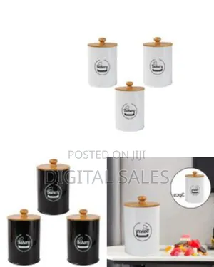 3 Piece Tea Sugar Coffee Canister Sealed Jar Storage Container Cans-