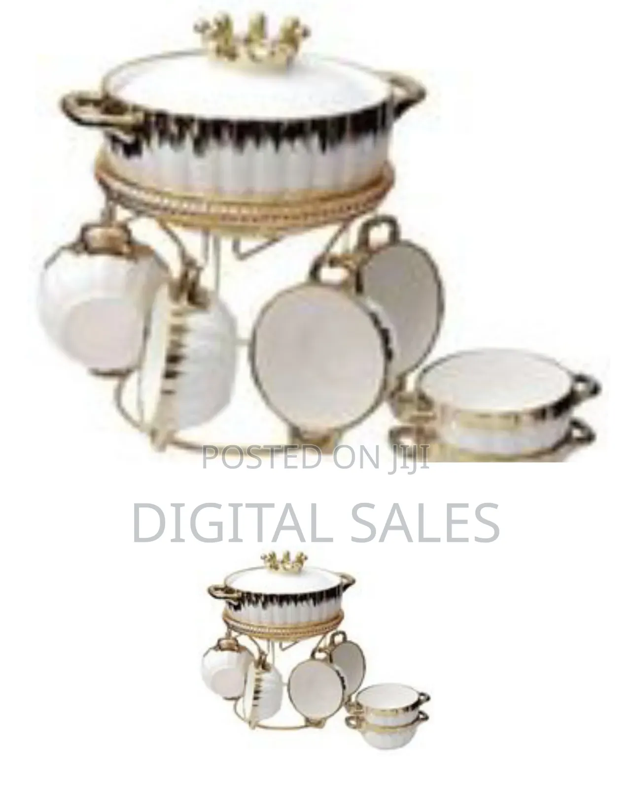Fancy Ceramic Soup Tureen Bowl Gift Set With 6 Soup Bowls/Cups