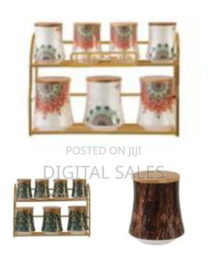 Life Smile 7 Piece Ceramic Sugar Bowl Coffee Tea Canister Storage