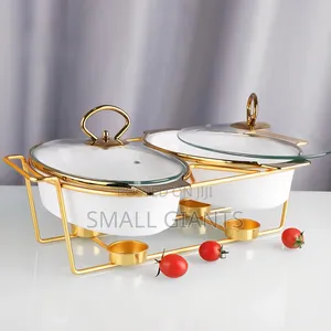 Ceramic Chafing Dishes With a Golden Stand
