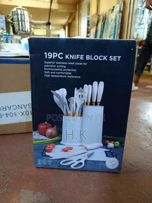 19-Piece Kitchen Utensil and Knife Block Set.