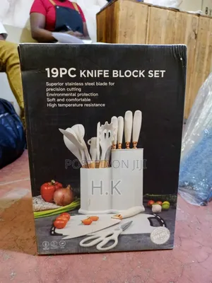 19-Piece Kitchen Utensil and Knife Block Set.