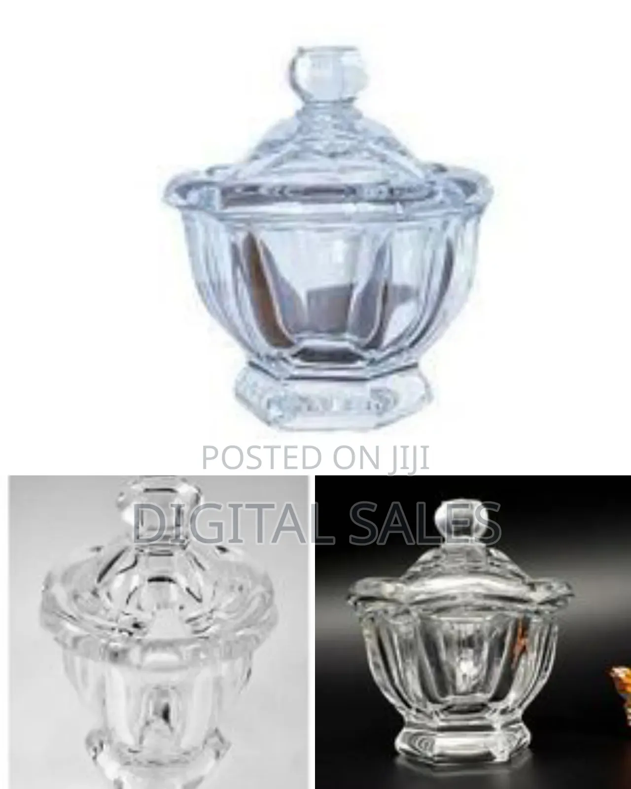 Vintage Baccarat Crystal Lidded Candy Dish Jar in Hexagonal Shape