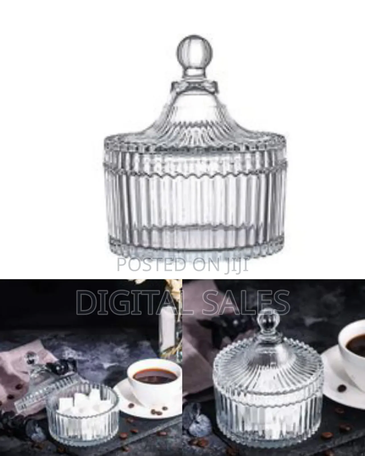 Lined Glass Sugar Bowl- Colorless