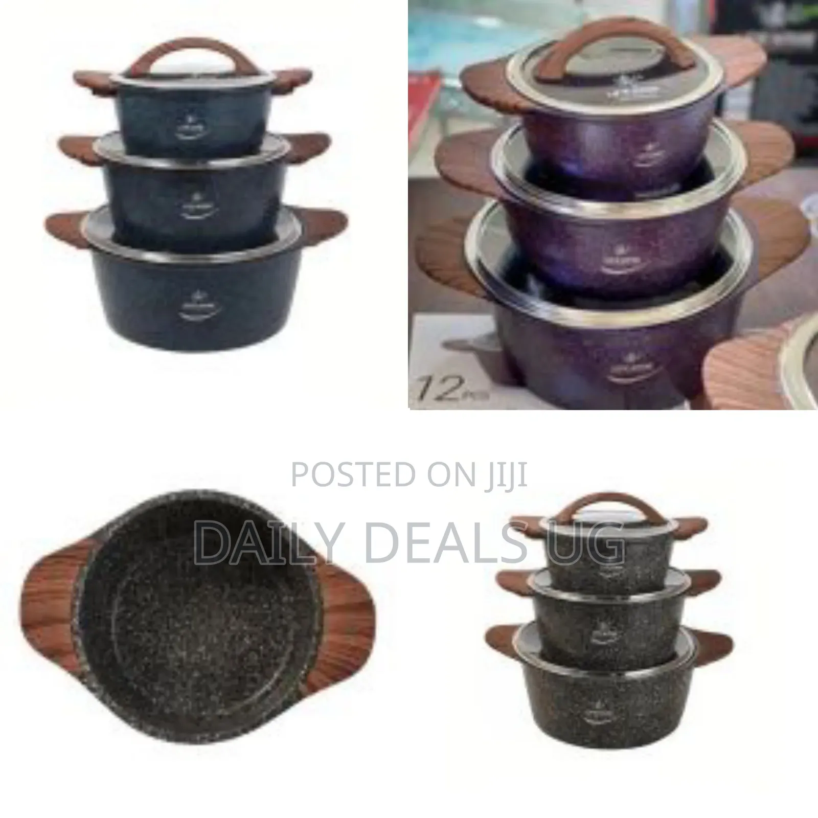Life Smile Granite Induction Cookware Set, 20-24-28 Cm, Aluminium
