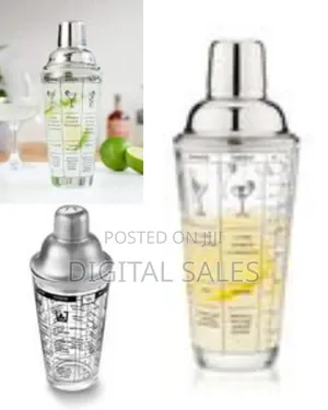 Outset Glass Glass Cocktail Shaker Printed With Drink Recipes,
