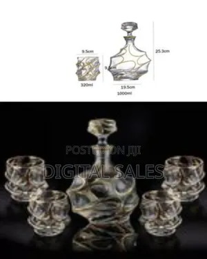 7pcs Wine Bottle Liquor Dispenser Whisky Engraved Decanter Set Glass