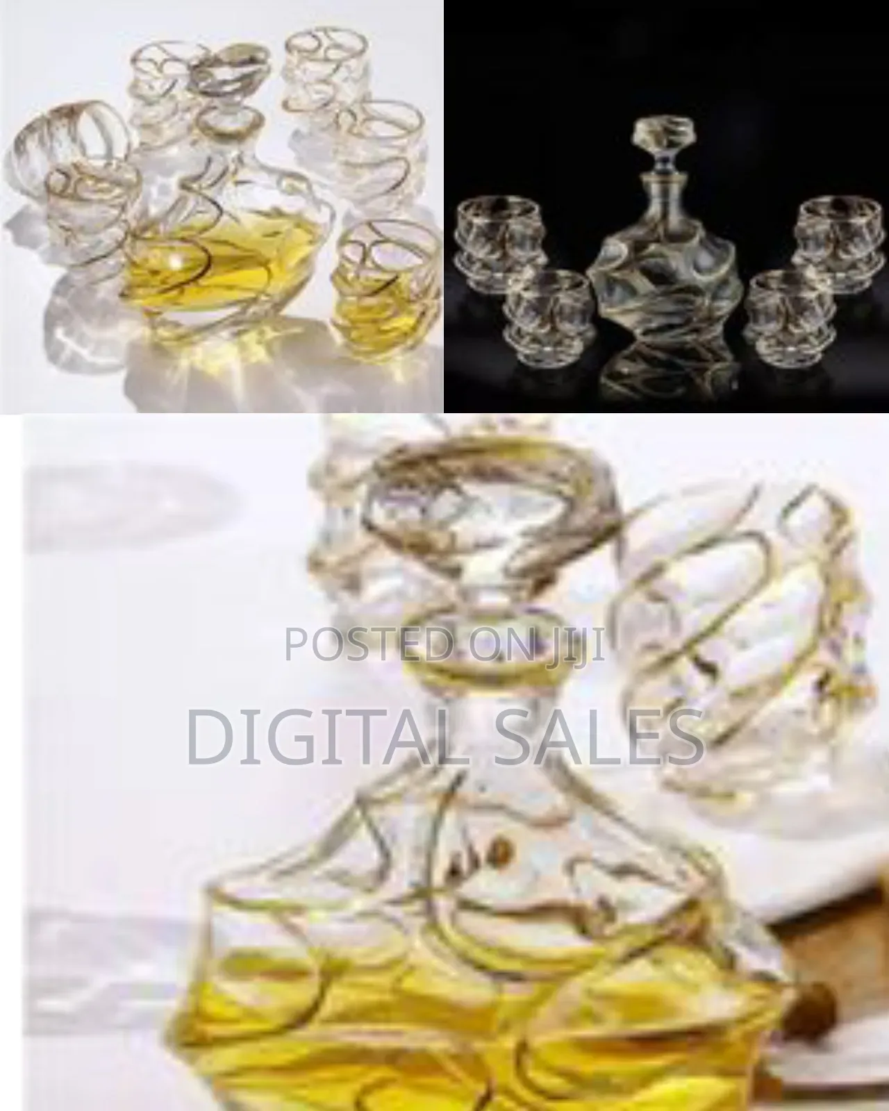 7pcs Wine Bottle Liquor Dispenser Whisky Engraved Decanter Set Glass