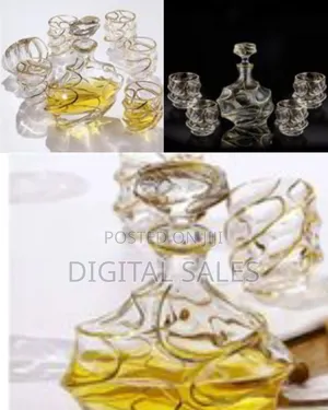7pcs Wine Bottle Liquor Dispenser Whisky Engraved Decanter Set Glass