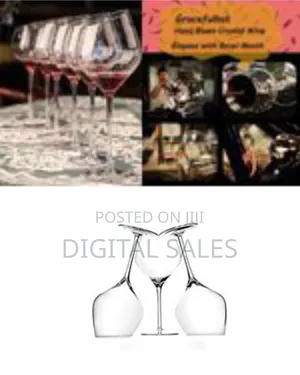 6pc Large Slant Rim Wine Glasses With Long Stem Drinking Crystal Mugs