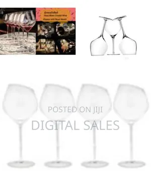6pc Large Slant Rim Wine Glasses With Long Stem Drinking Crystal Mugs