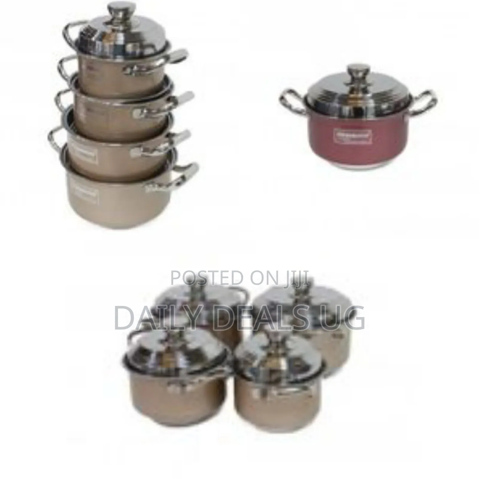 Stainless Steel 8pcs Cookware Saucepan Set- Cream