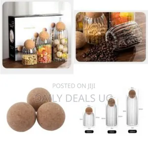 3 Pack Glass Cookie Jar With Airtight Seal Ball Cork Wood Lid Ball
