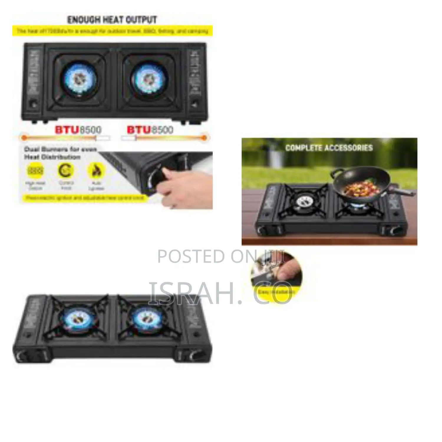 Portable Camping Stove With Double Auto Ignition Burner