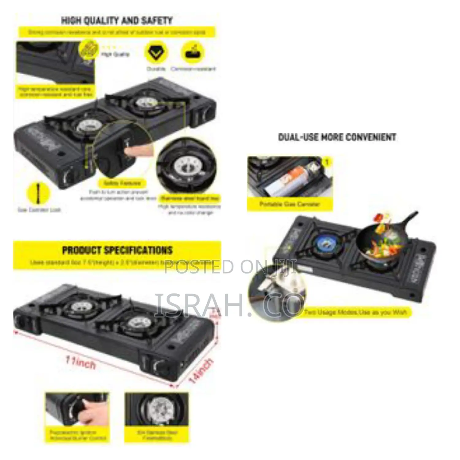 Portable Camping Stove With Double Auto Ignition Burner