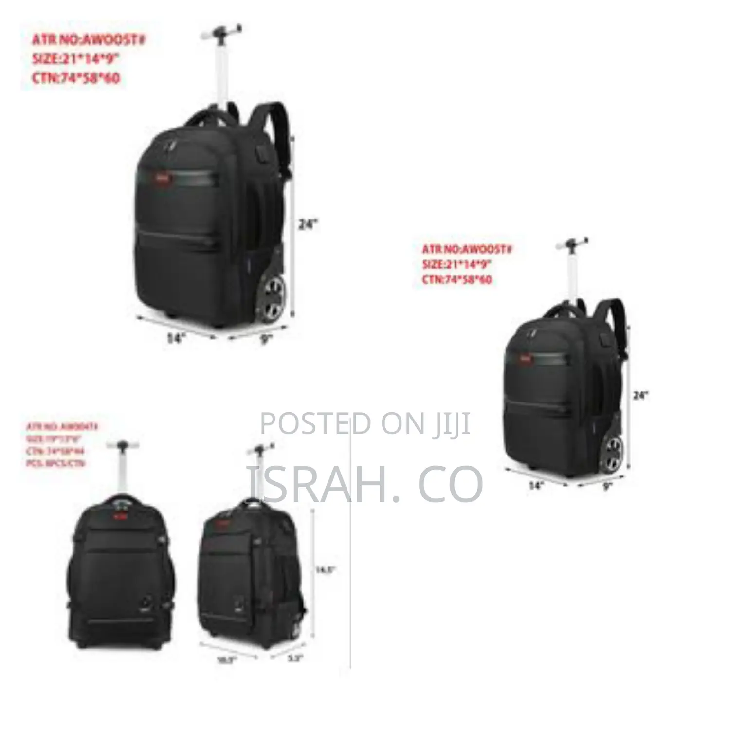 Rolling Backpack for Men With Wheels, 17 Inch