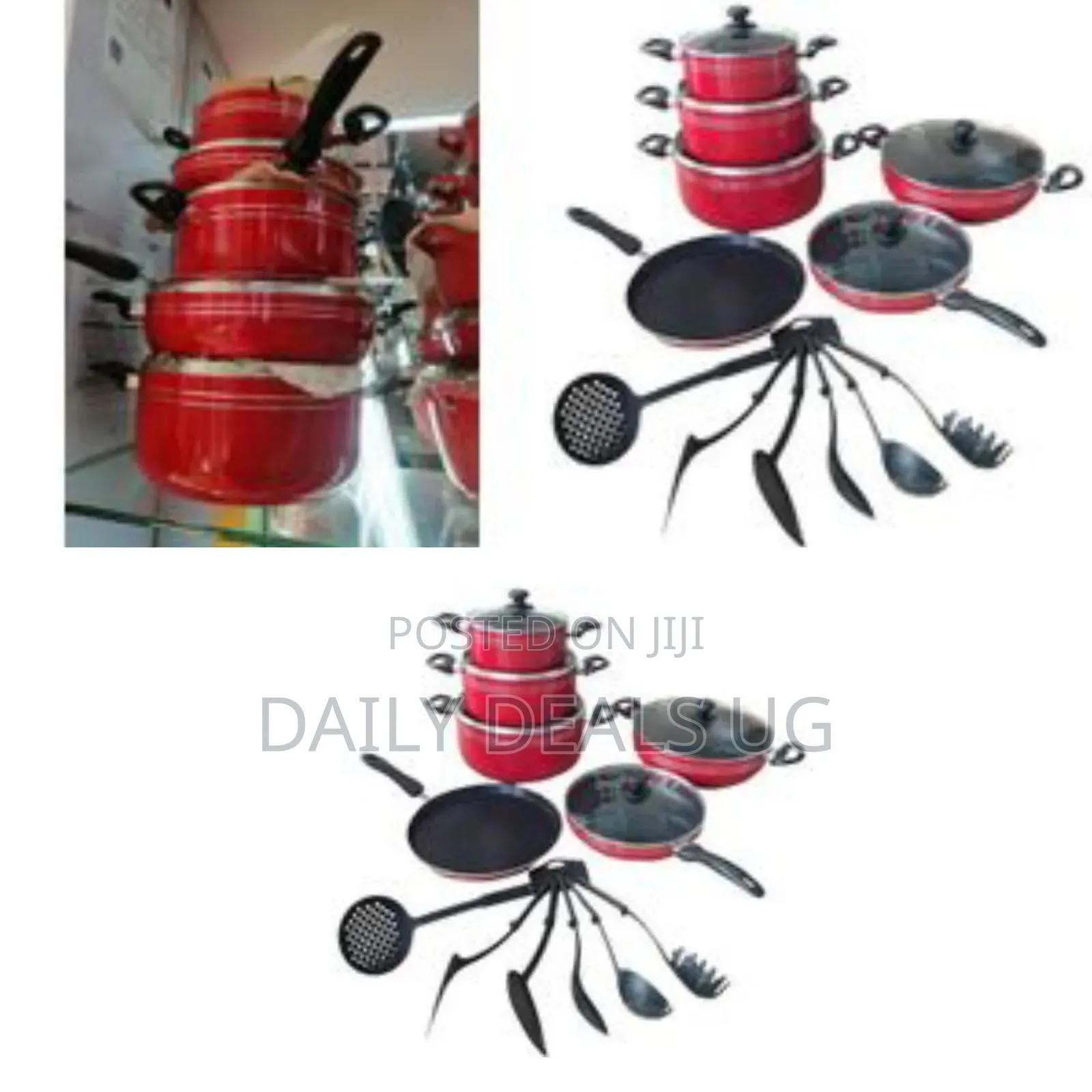 17 Pieces Non Stick Saucepans Cookware Pots With Cutlery
