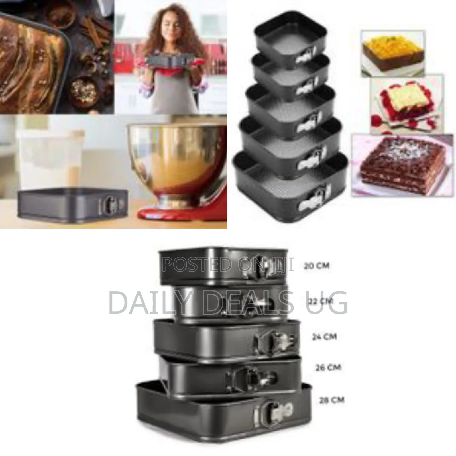 5pc Non Stick Spring Form Cake Mould Pan Baking Bake Square Tray Tins