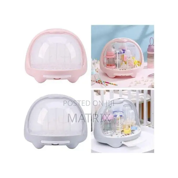 Portable Baby Bottle Drying Rack And Storage Case With A Dome Lid