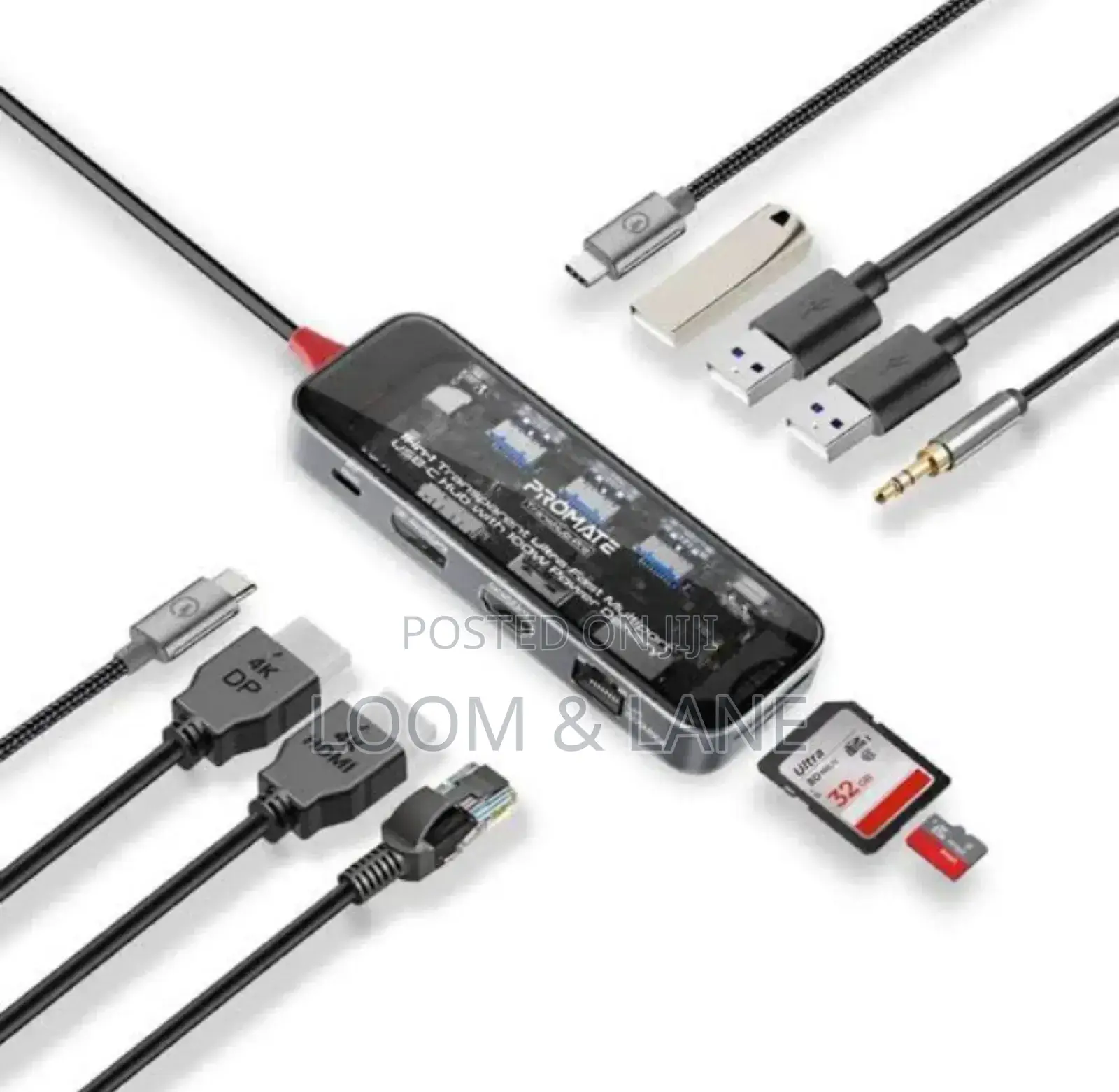 Promate 11 in 1 Multiport Usb-C Hub 100w Power Display