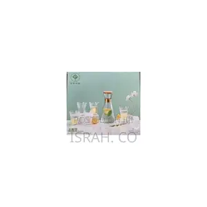 7 Piece Leakproof Ribbed Glass Pitcher Set, Elegant