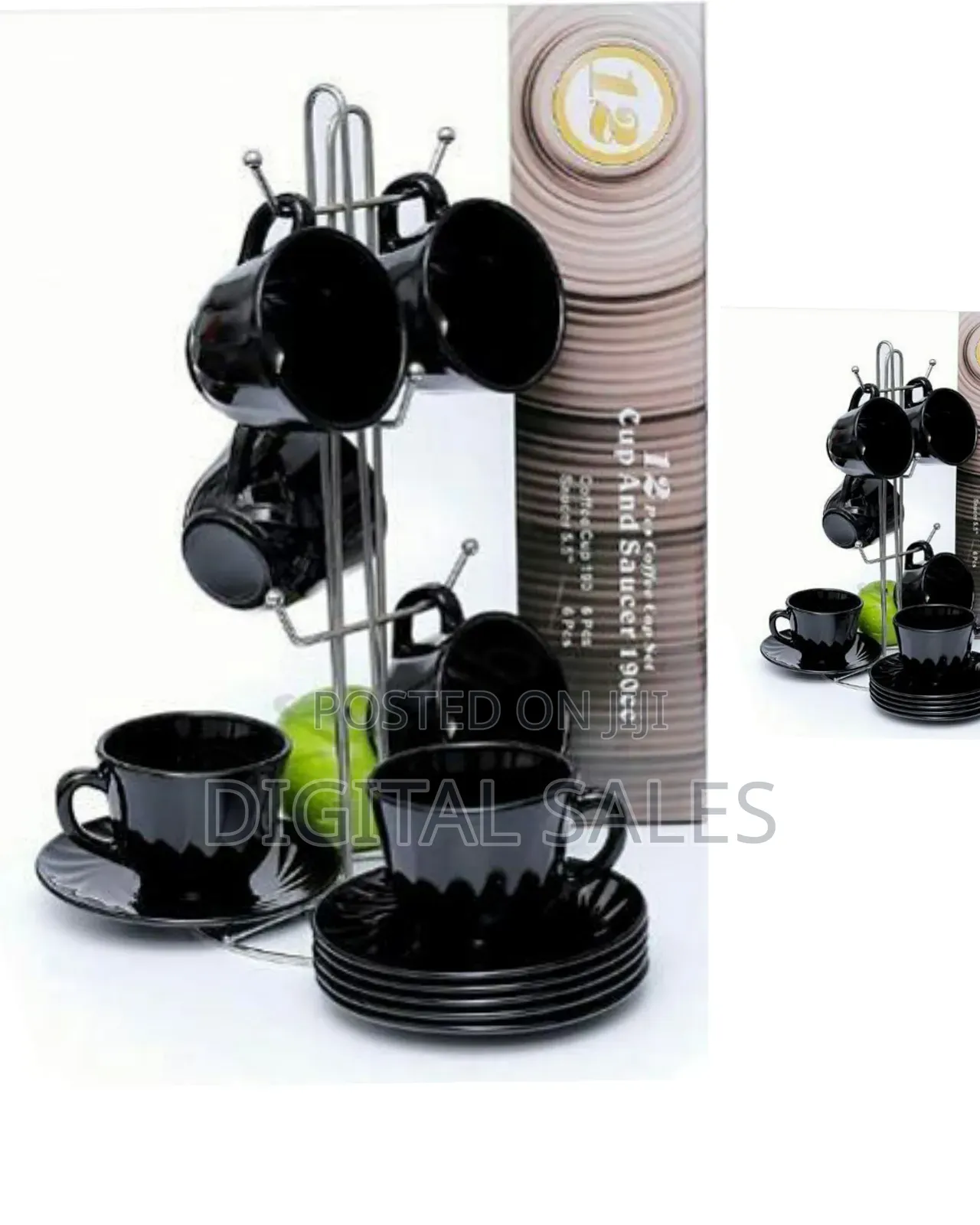 Wavy 6 Pieces of Tea Coffee Cups Mugs and 6 Saucers