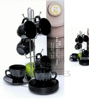 Wavy 6 Pieces of Tea Coffee Cups Mugs and 6 Saucers