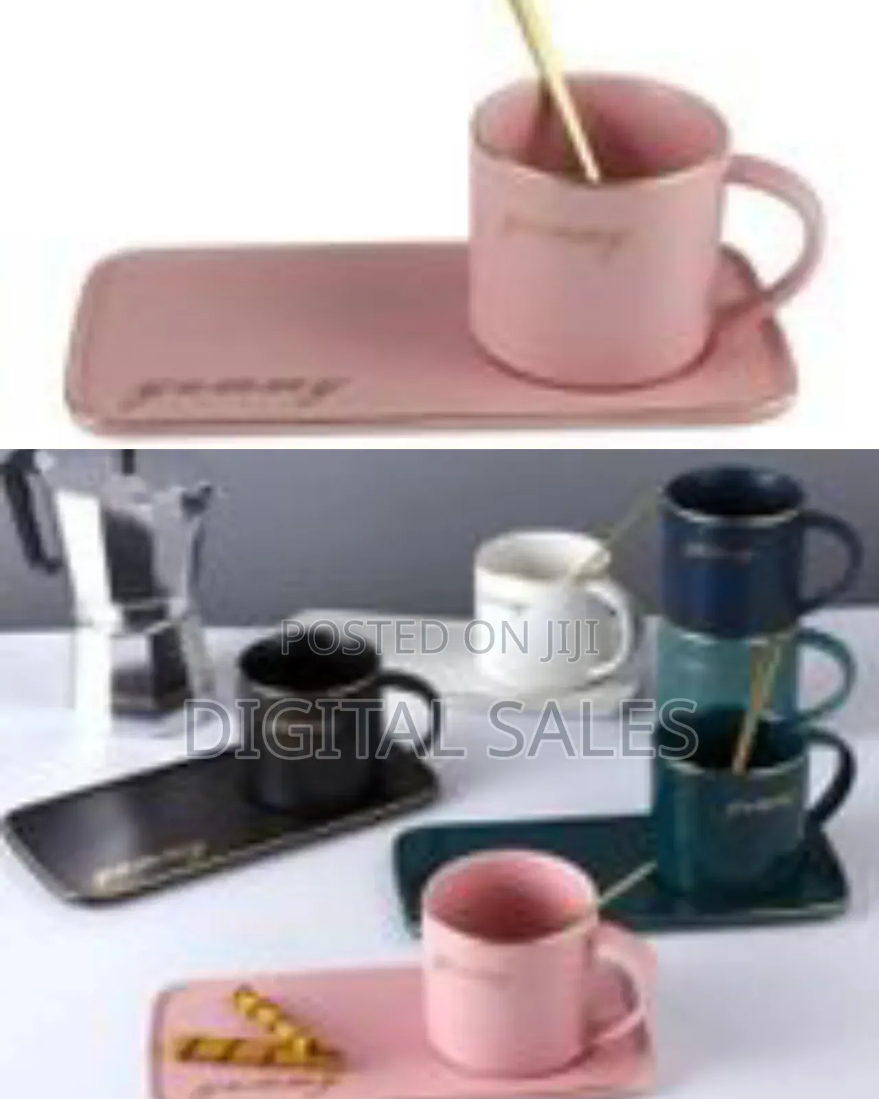 Ceramic Coffee Cup Tumbler Tray Cappuccino Cup Saucer Set Side Style